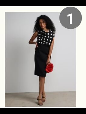 New York & Company Black Polka Dot Midi Dress